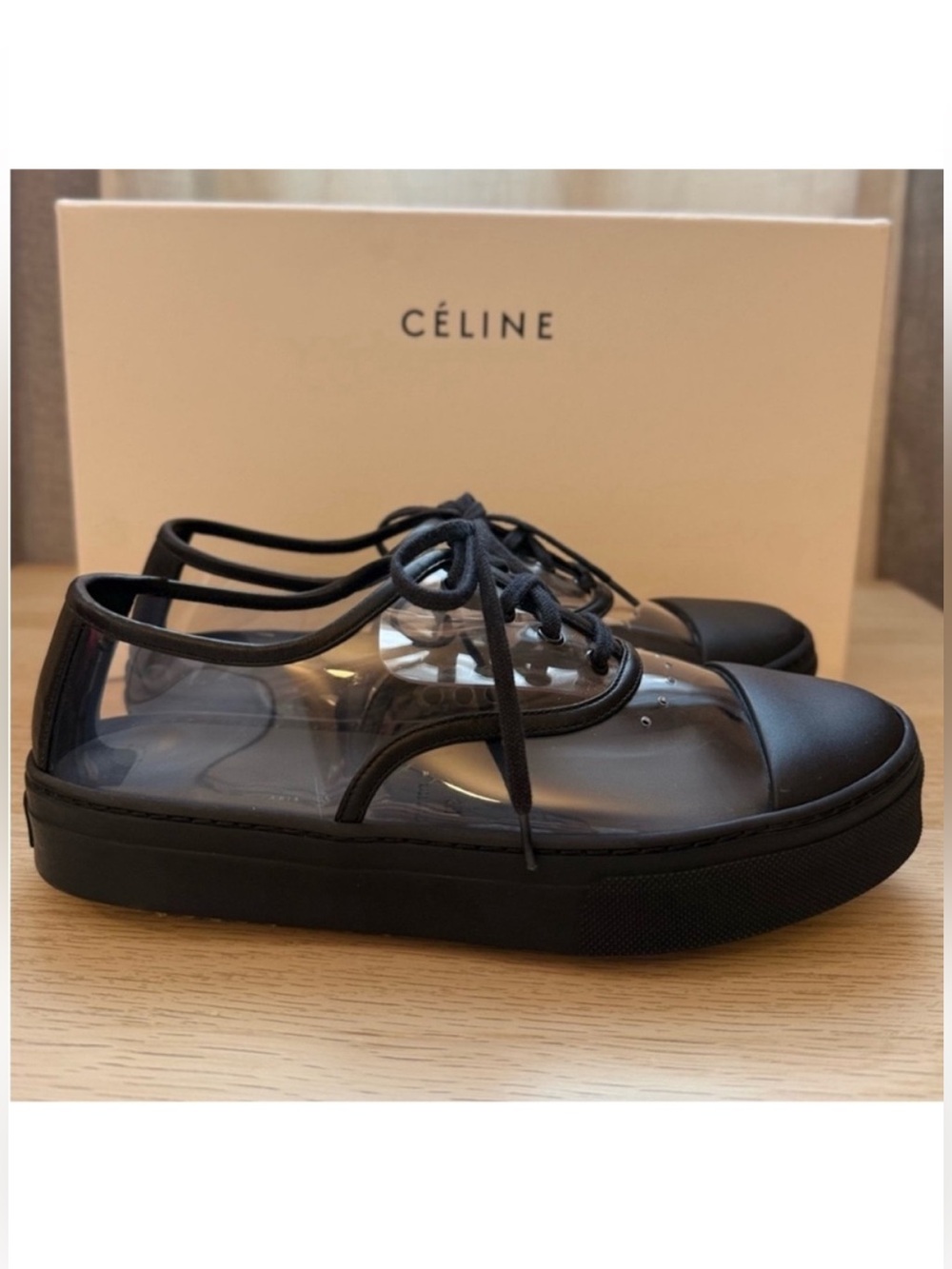 Celine Black Transparent Lace-Up Platform Sneakers